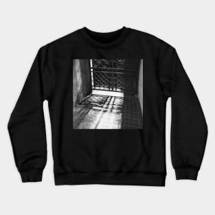 Gate Door Inside Church - Black and White Crewneck Sweatshirt